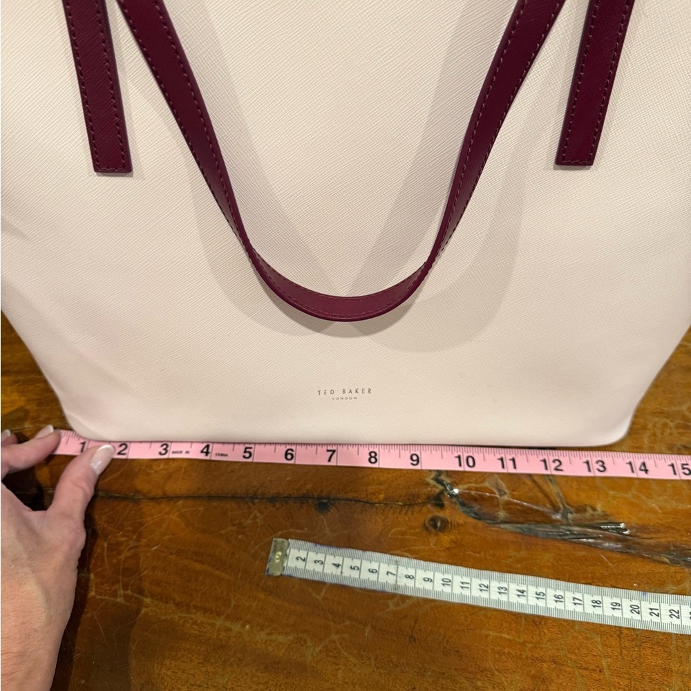 Ted Baker London Pink and Burgundy Floral Tote Bag Rose Gold Accents - Picture 4 of 16